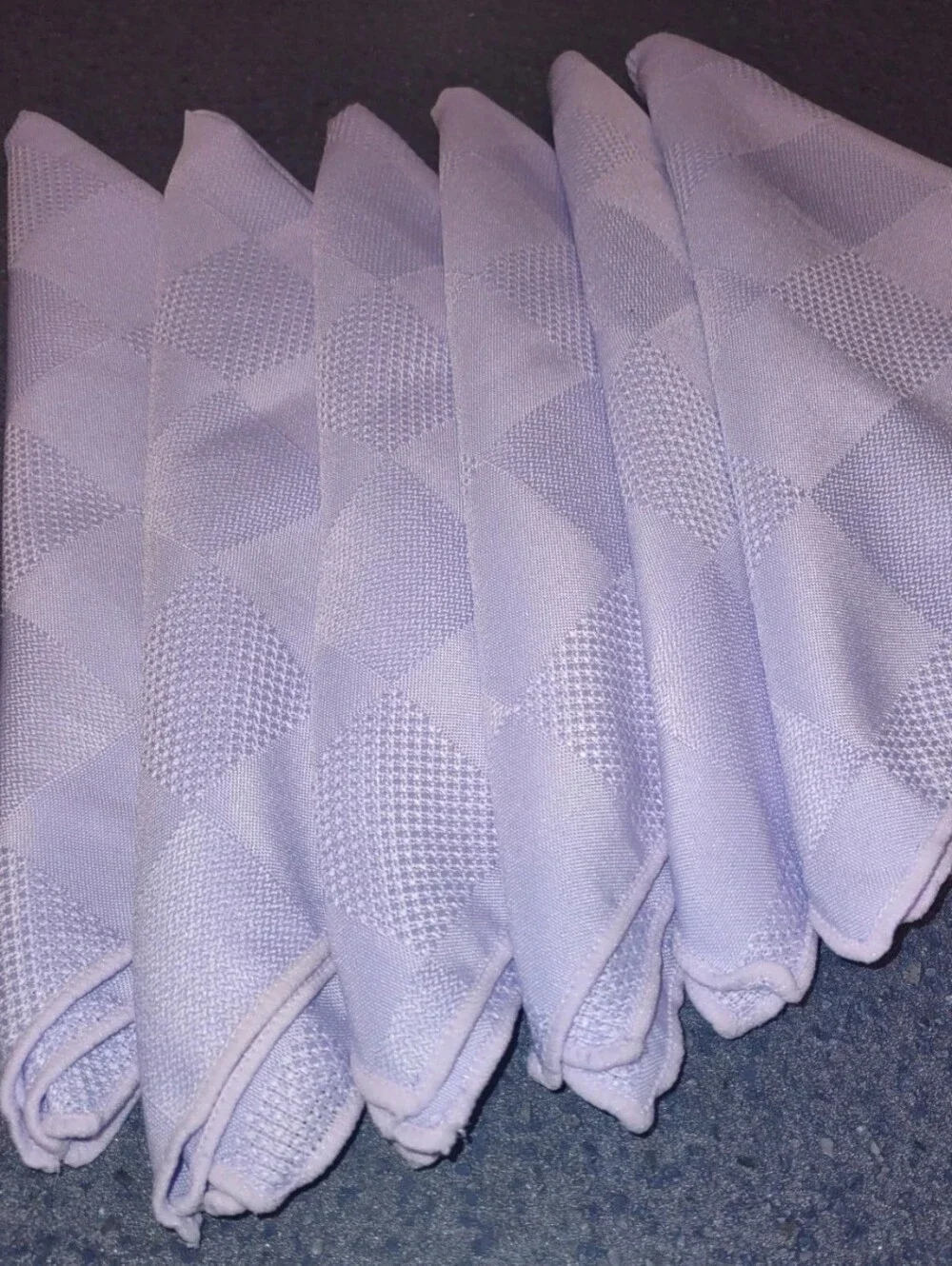 Set of 6 Soft Lilac Checkered Weave Cloth Napkins Pastel Purple/ Lilac Unbranded